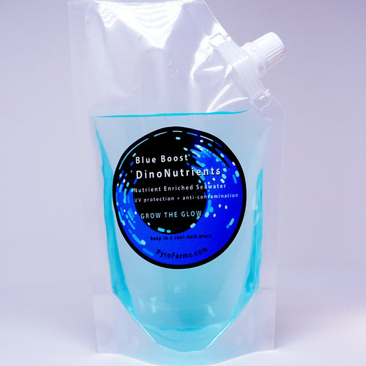 Blue Boost DinoNutrients purified seawater with added nutrients pacific ocean seawater