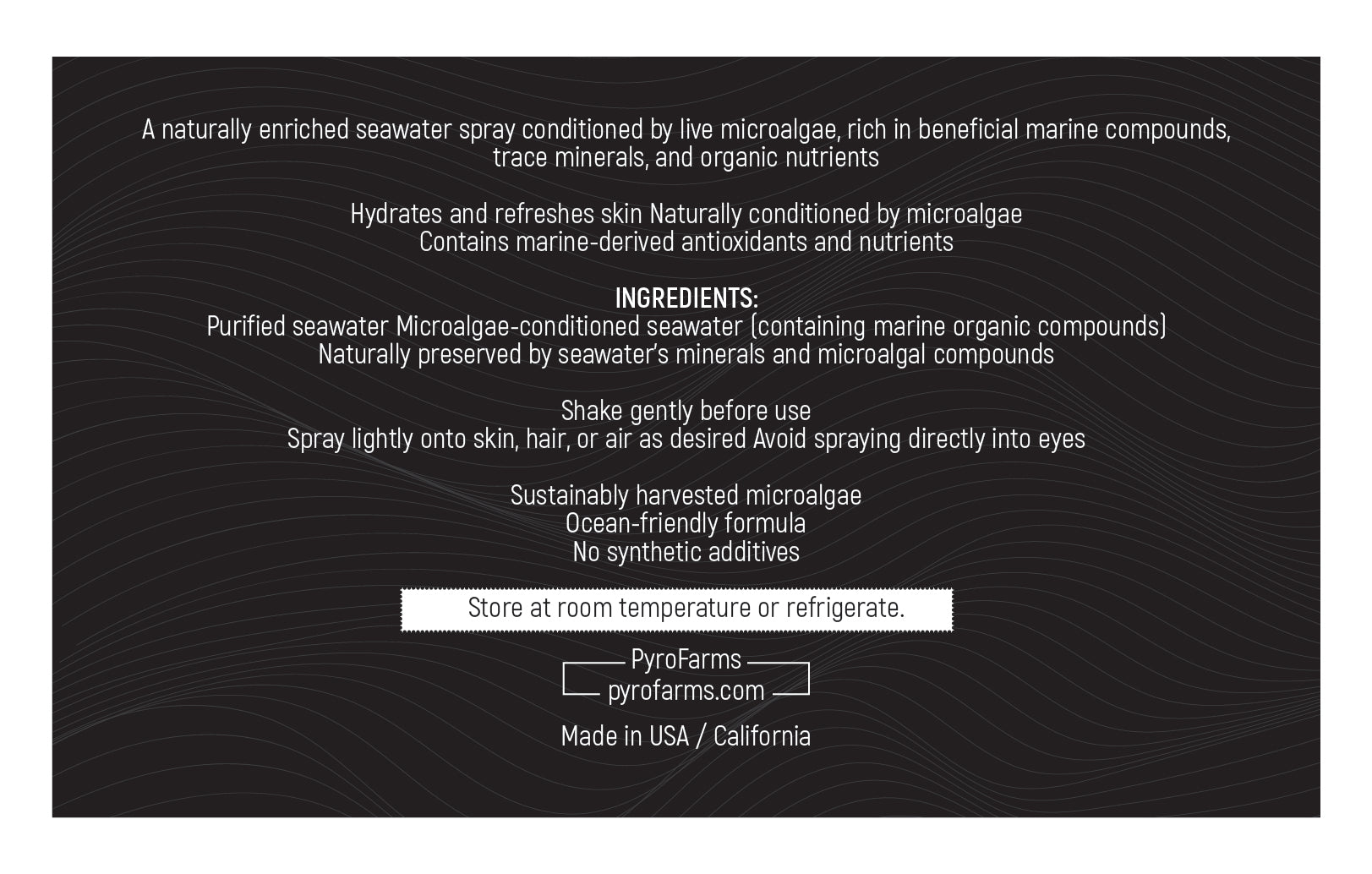 PYRO AlgaeGlow Spray - A revitalizing face + body mist powered by microalgae