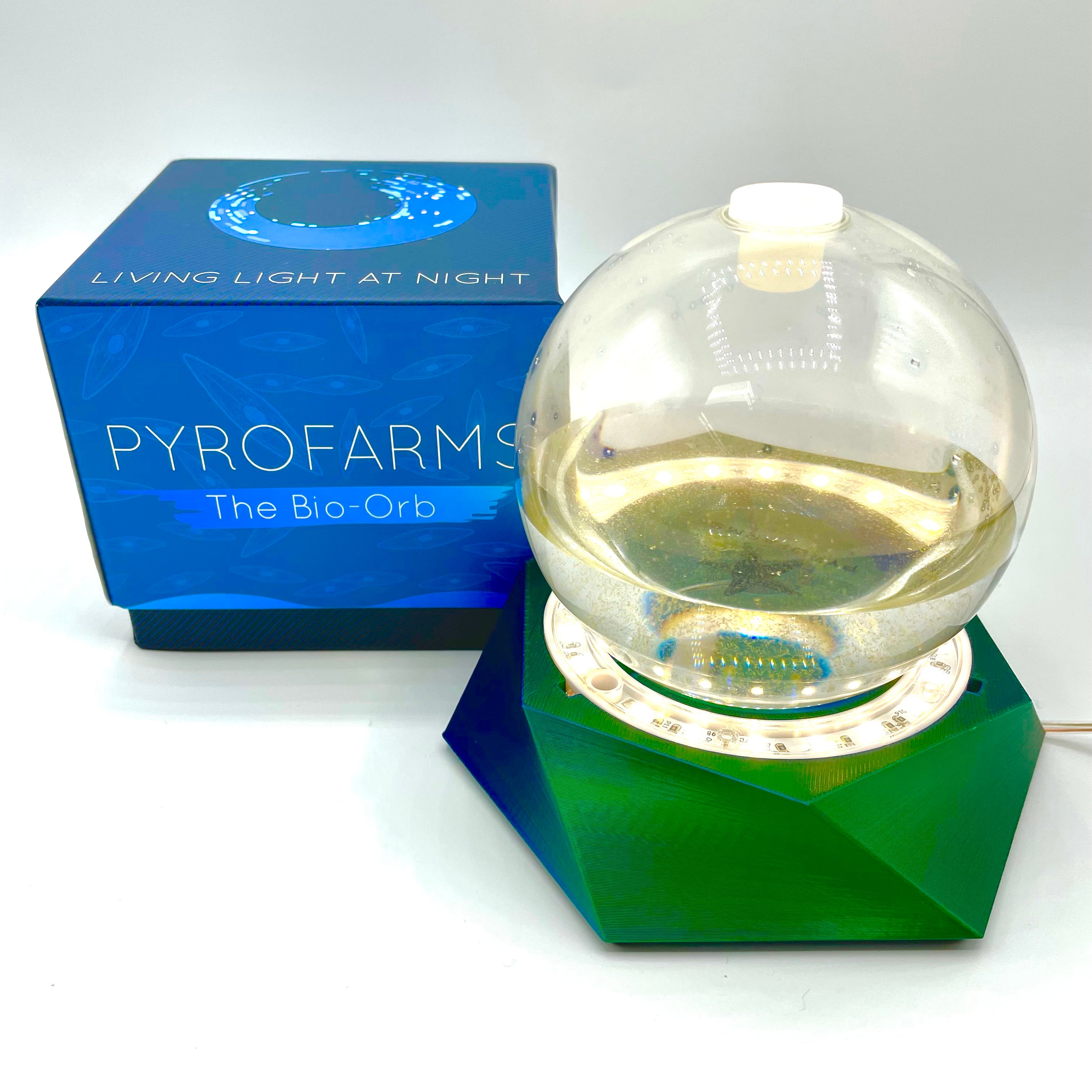 Filled Bio-Orb on the programmable LED grow light stand